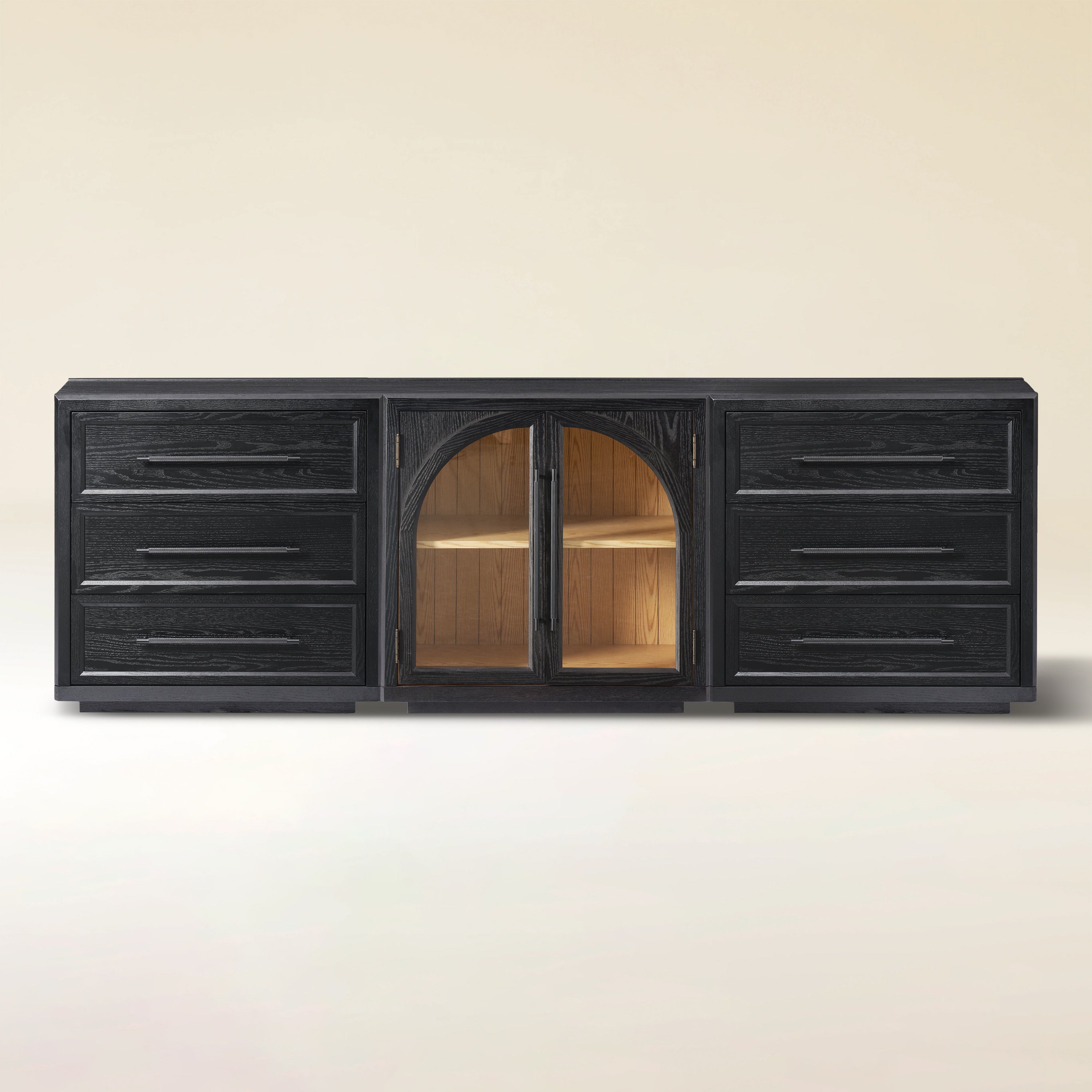 Alvar Arched 94.5″ Oak Modular Media Console(Set of 3)