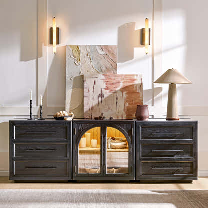 Alvar Arched 94.5″ Oak Modular Media Console(Set of 3)