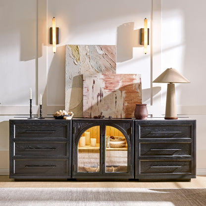 Alvar Arched 94.5″ Oak Modular Media Console(Set of 3)