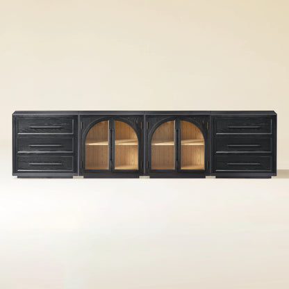 Alvar Arched 126″ Oak Modular Media Console(Set of 4)