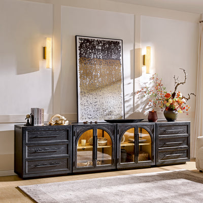 Alvar Arched 121″ Oak Modular Media Console(Set of 4)
