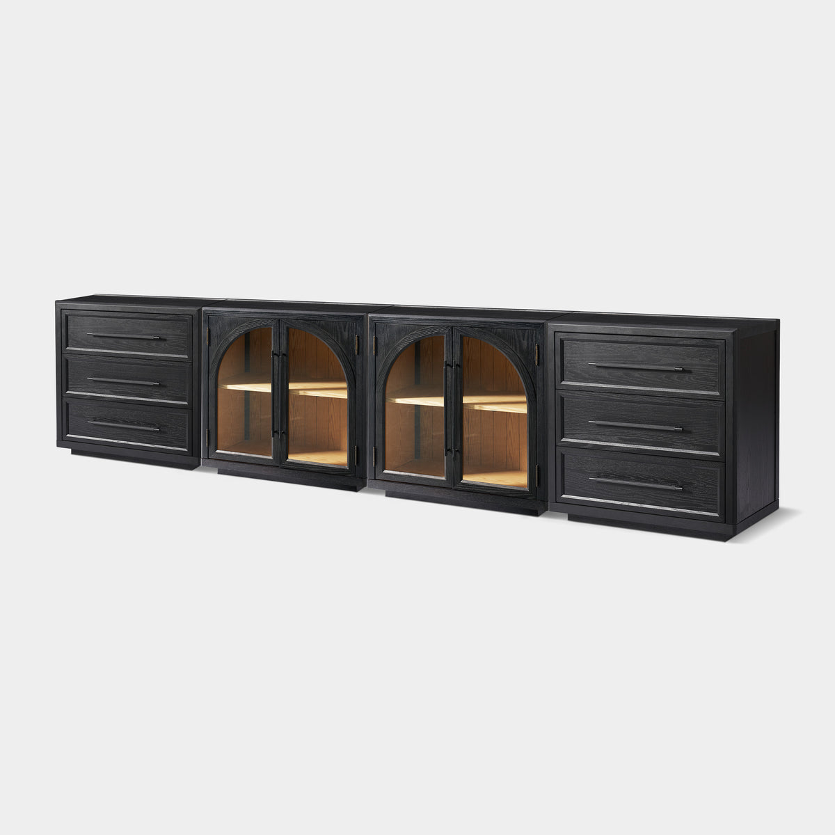Alvar Arched 121″ Oak Modular Media Console(Set of 4)