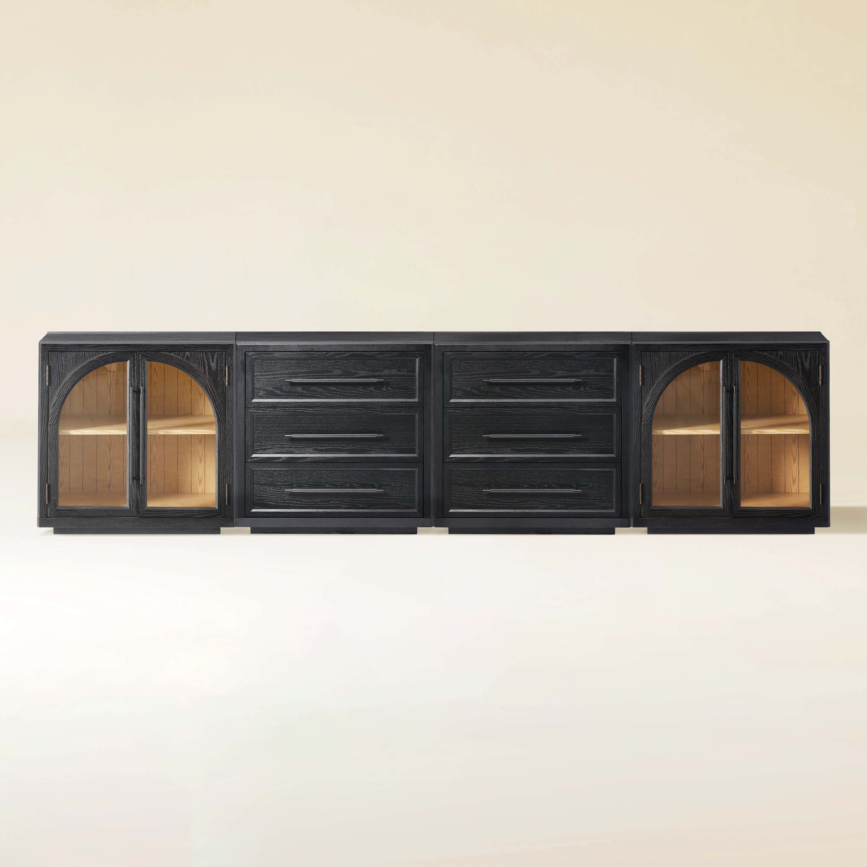 Alvar Arched 126″ Oak Modular Media Console(Set of 4)