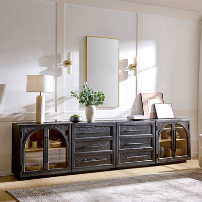 Alvar Arched 126″ Oak Modular Media Console(Set of 4)