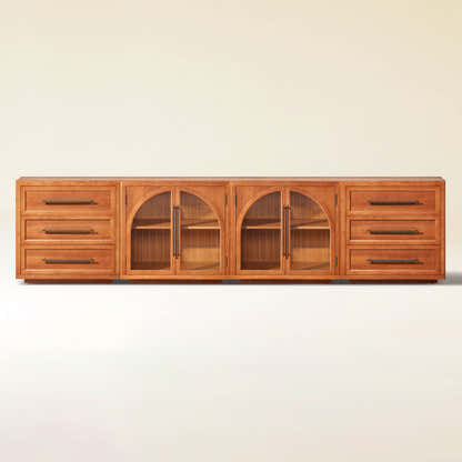 Alvar Arched 121″ Oak Modular Media Console(Set of 4)