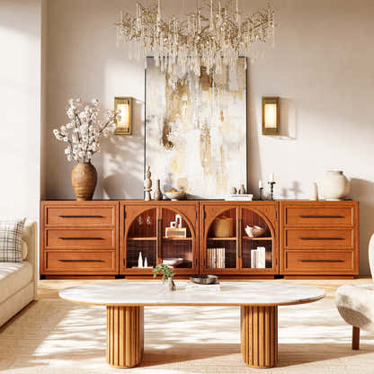 Alvar Arched 121″ Oak Modular Media Console(Set of 4)