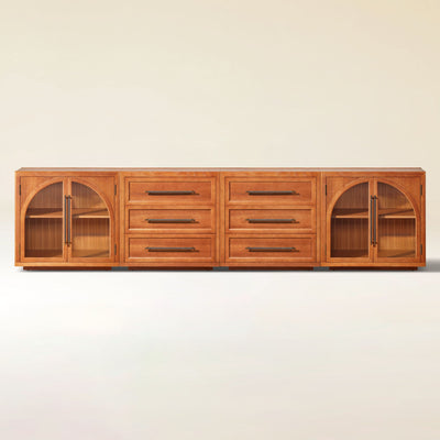 Alvar Arched 121″ Oak Modular Media Console(Set of 4)