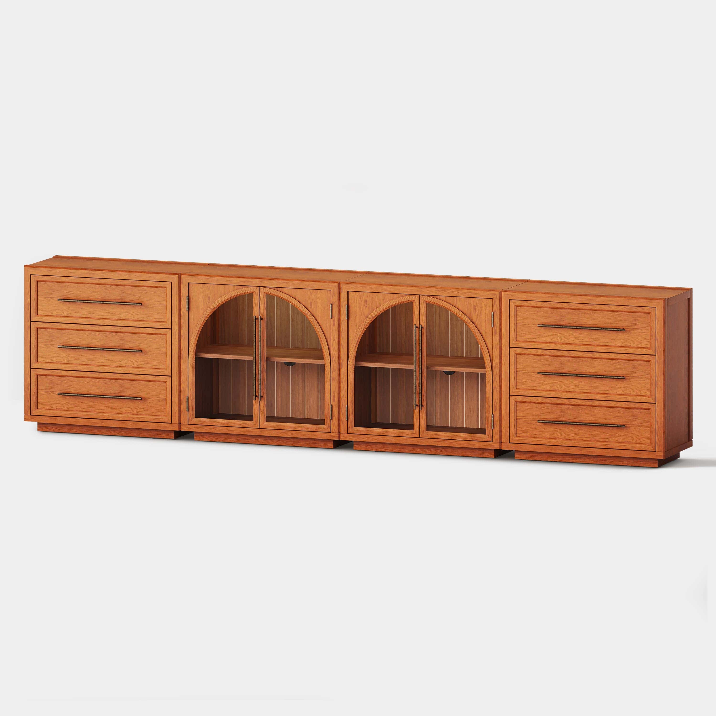 Alvar Arched 121″ Oak Modular Media Console(Set of 4)