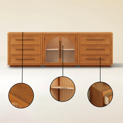 Alvar Arched 94.5″ Oak Modular Media Console(Set of 3)