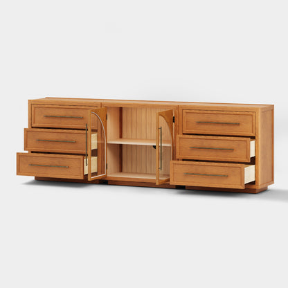 Alvar Arched 94.5″ Oak Modular Media Console(Set of 3)