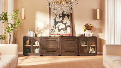 Alvar Arched 121″ Oak Modular Media Console(Set of 4)