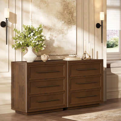 Alvar 61″ Oak 6-Drawer Chest(Set of 2)