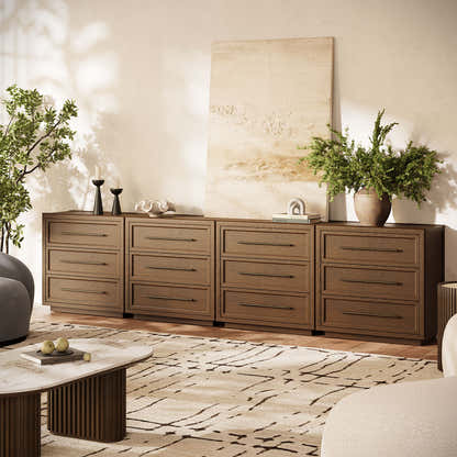 Alvar 126″ Oak 12-Drawer Chest(Set of 4)