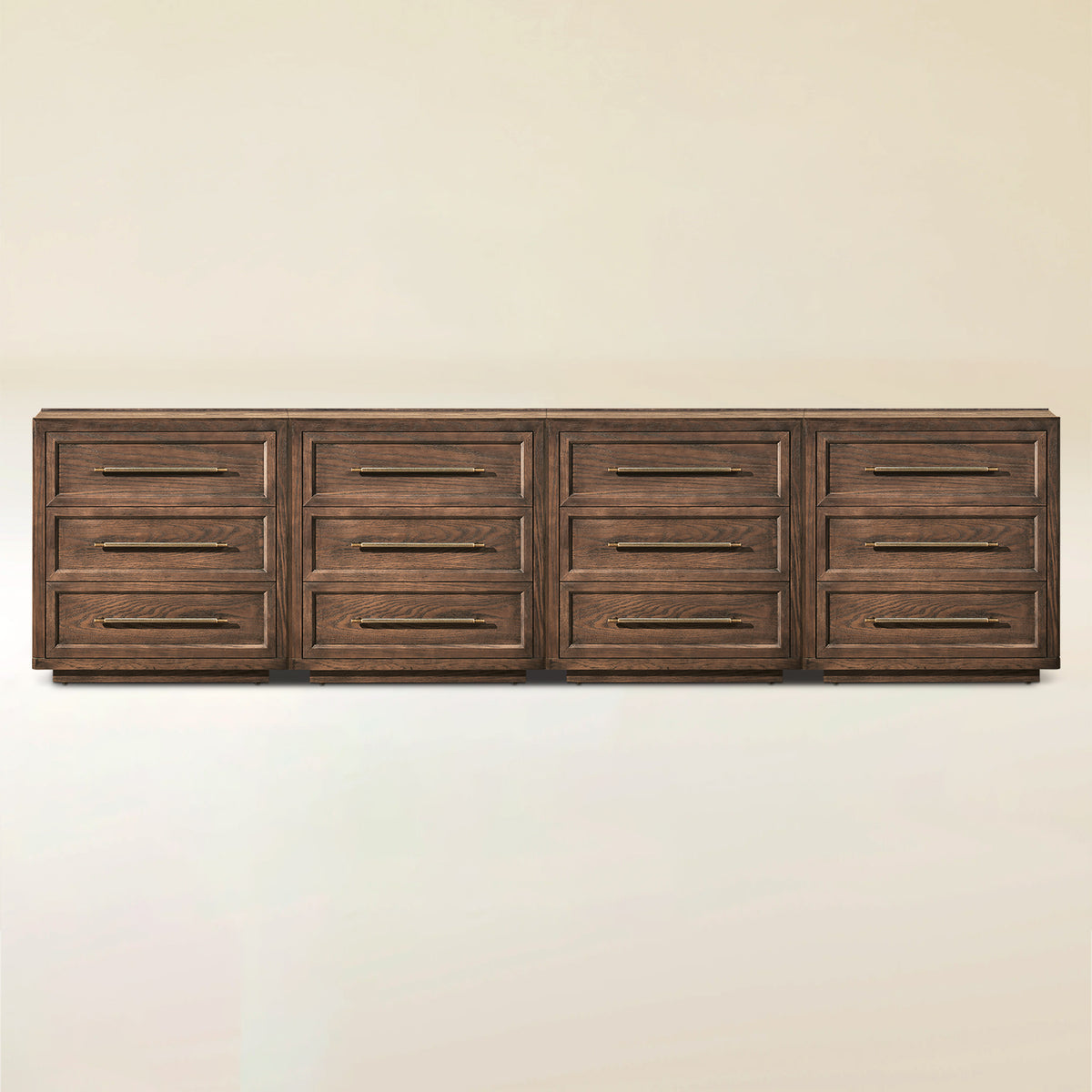 Alvar 121″ Oak 12-Drawer Chest(Set of 4)