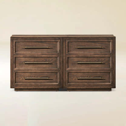 Alvar 63″ Oak 6-Drawer Chest(Set of 2)