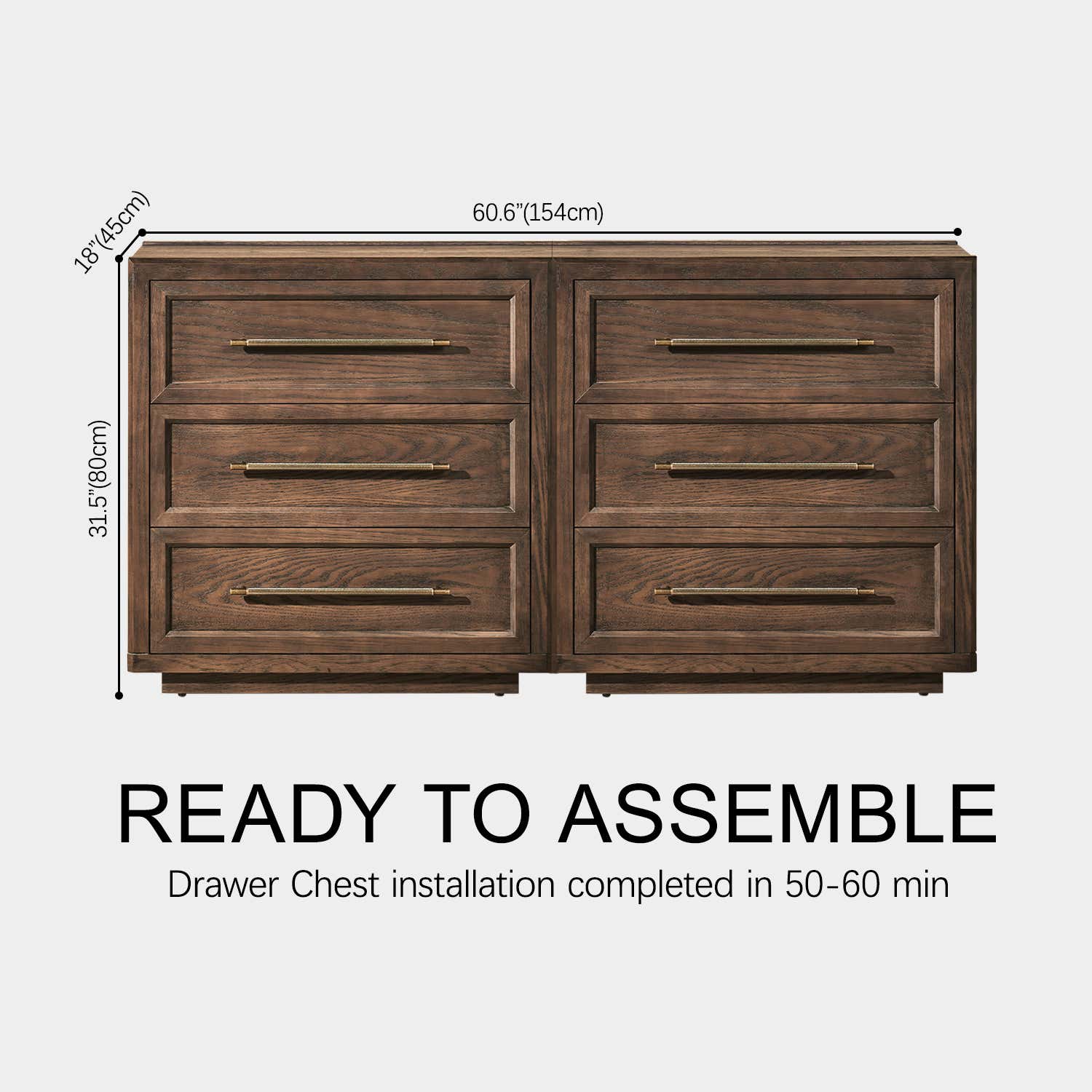 Alvar 63″ Oak 6-Drawer Chest(Set of 2)