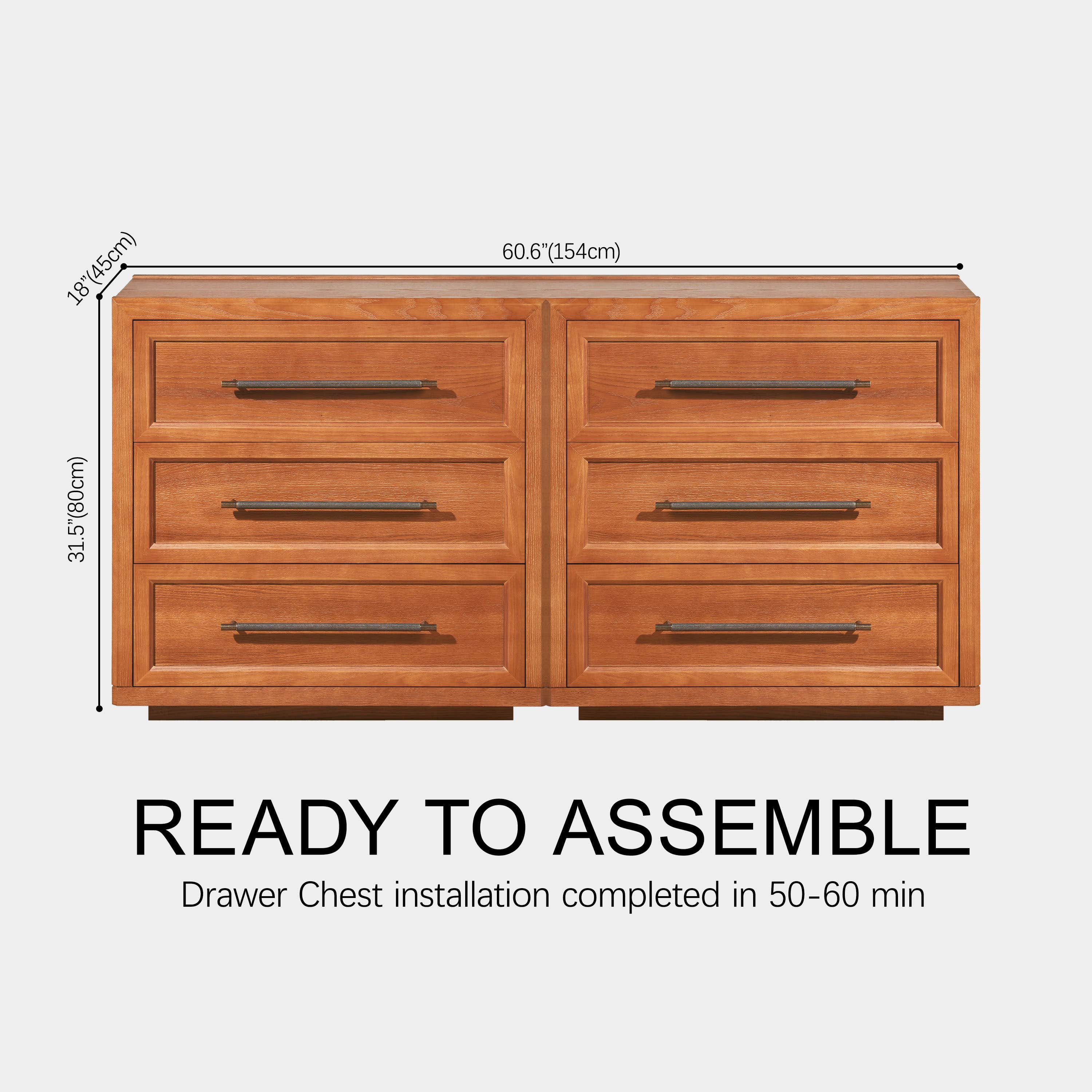 Alvar 63″ Oak 6-Drawer Chest(Set of 2)