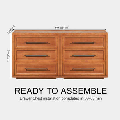 Alvar 63″ Oak 6-Drawer Chest(Set of 2)