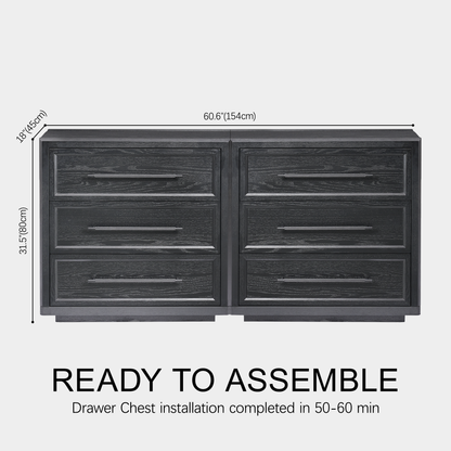 Alvar 63″ Oak 6-Drawer Chest(Set of 2)