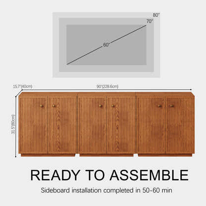 Avery Oak Modular Media Console 90"W(Set of 3)