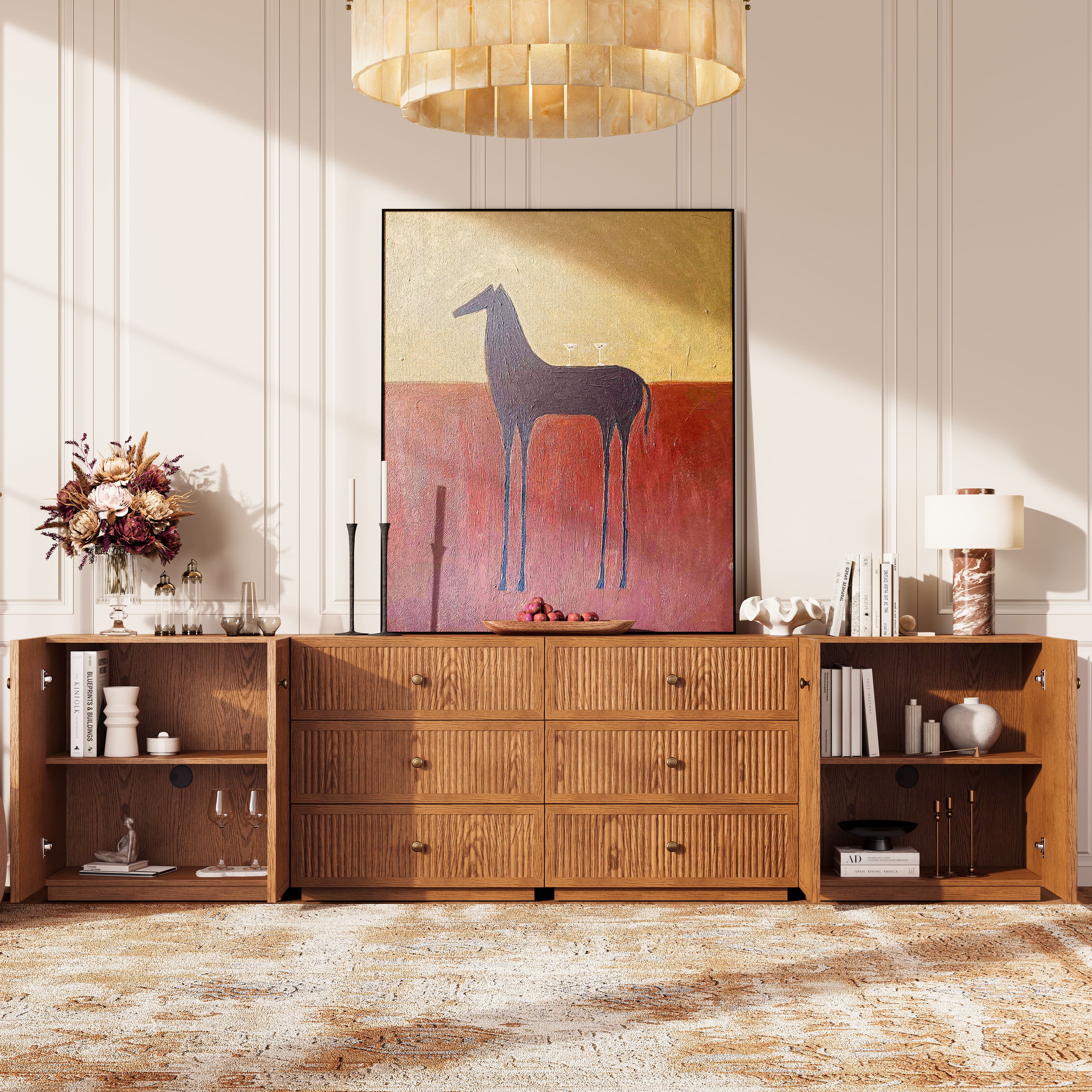 Avery Oak Modular Media Console 120"W