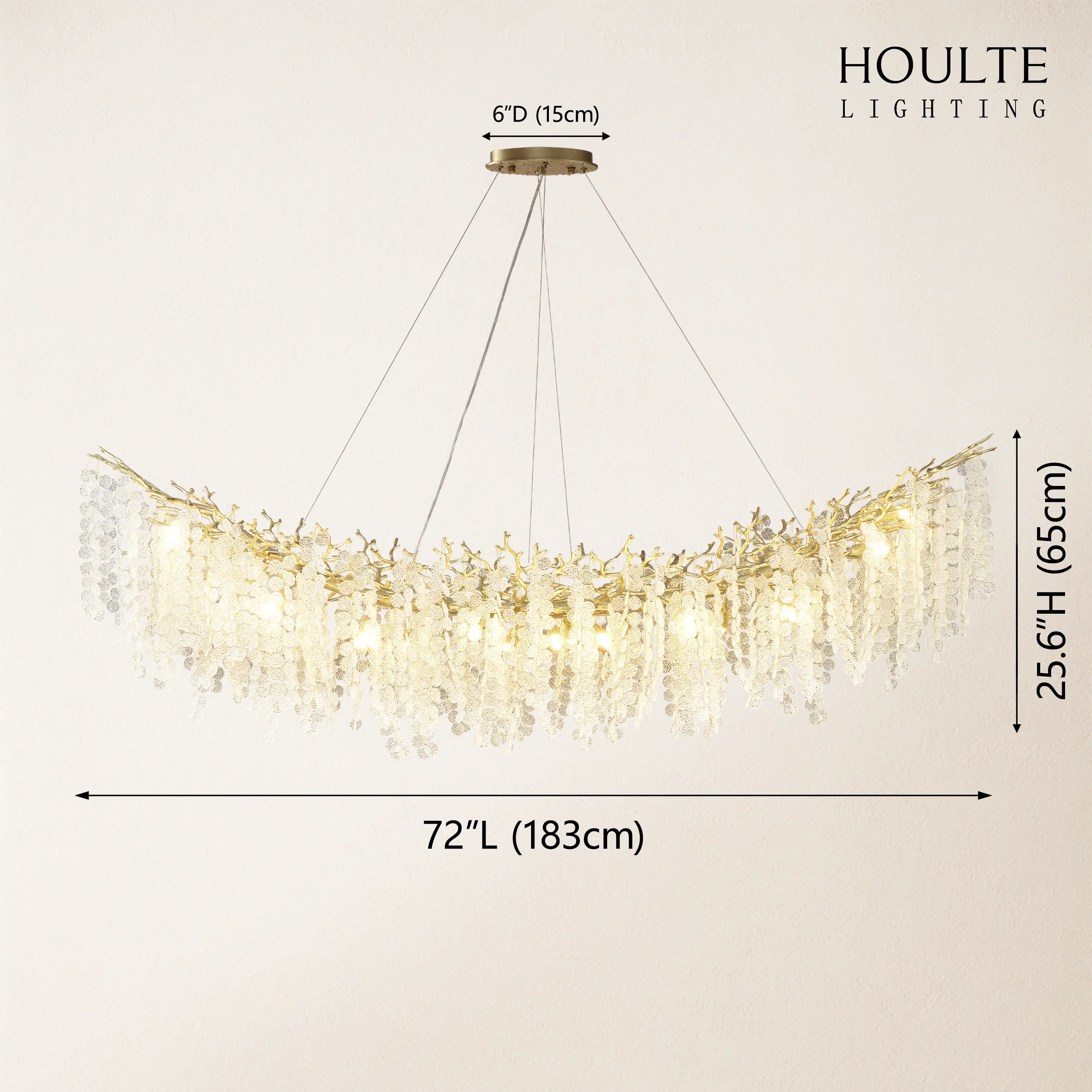 Shiro Noda Crystal Tree Branch Linear Chandelier 72"