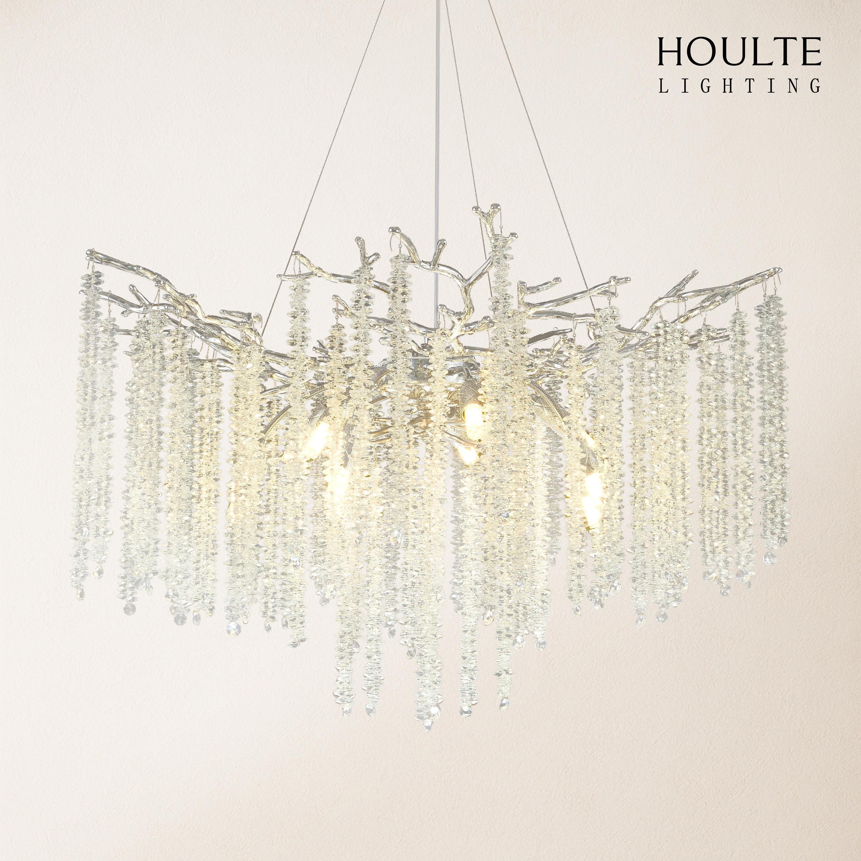 Snow Tree Branch Crystal Chandelier 30"D
