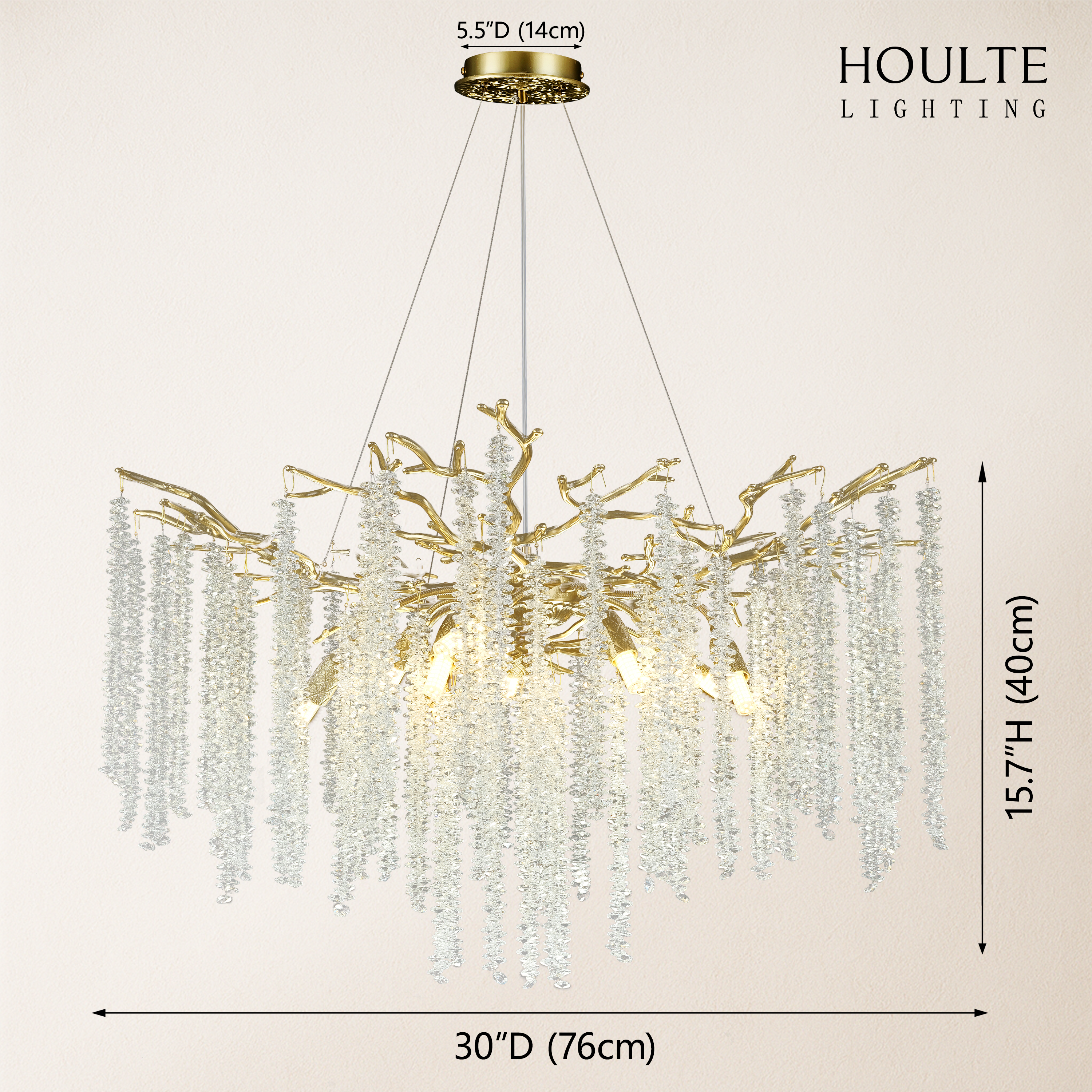 Snow Tree Branch Crystal Chandelier 30"D dimensions 1