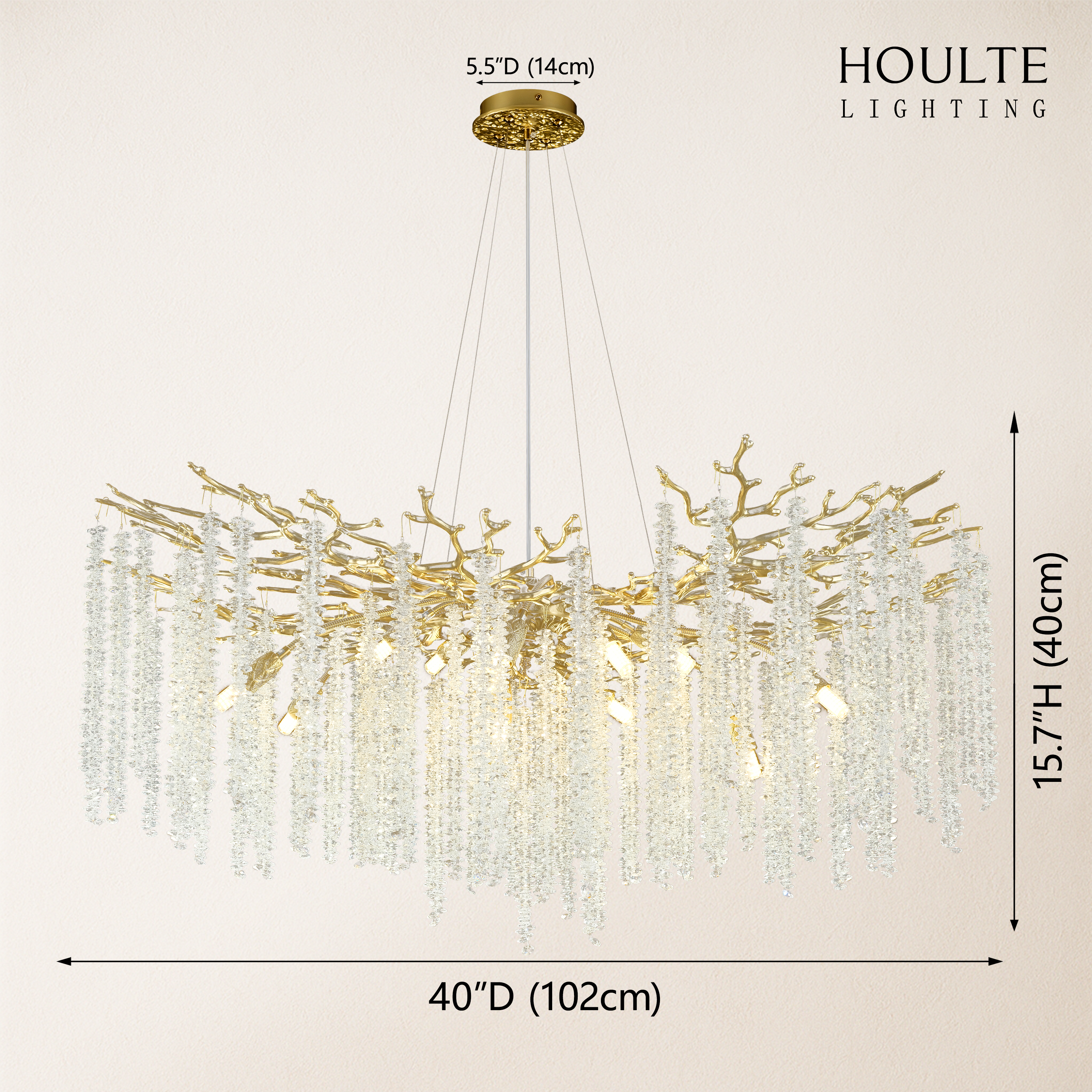 Snow Tree Branch Crystal Chandelier 102cm D dimensions 1