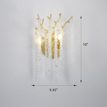 Snow Tree Branch Crystal Gold/Silver Wall Sconce 10"H