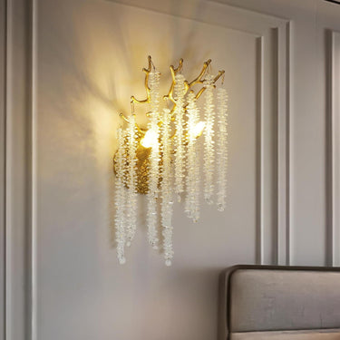 Snow Tree Branch Crystal Gold/Silver Wall Sconce 10"H
