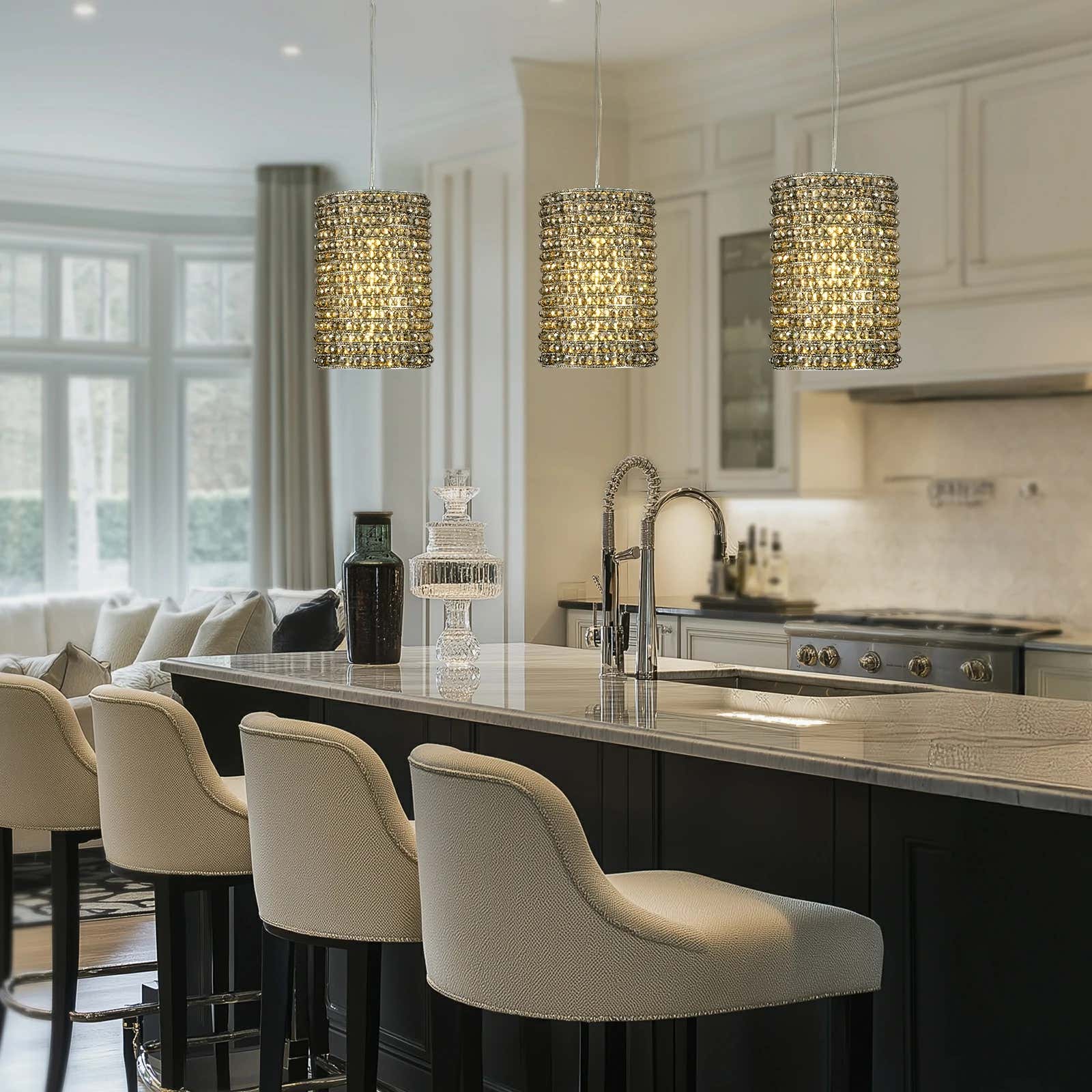 Stellar Beads Pendant Lights Smoke Clear 12"