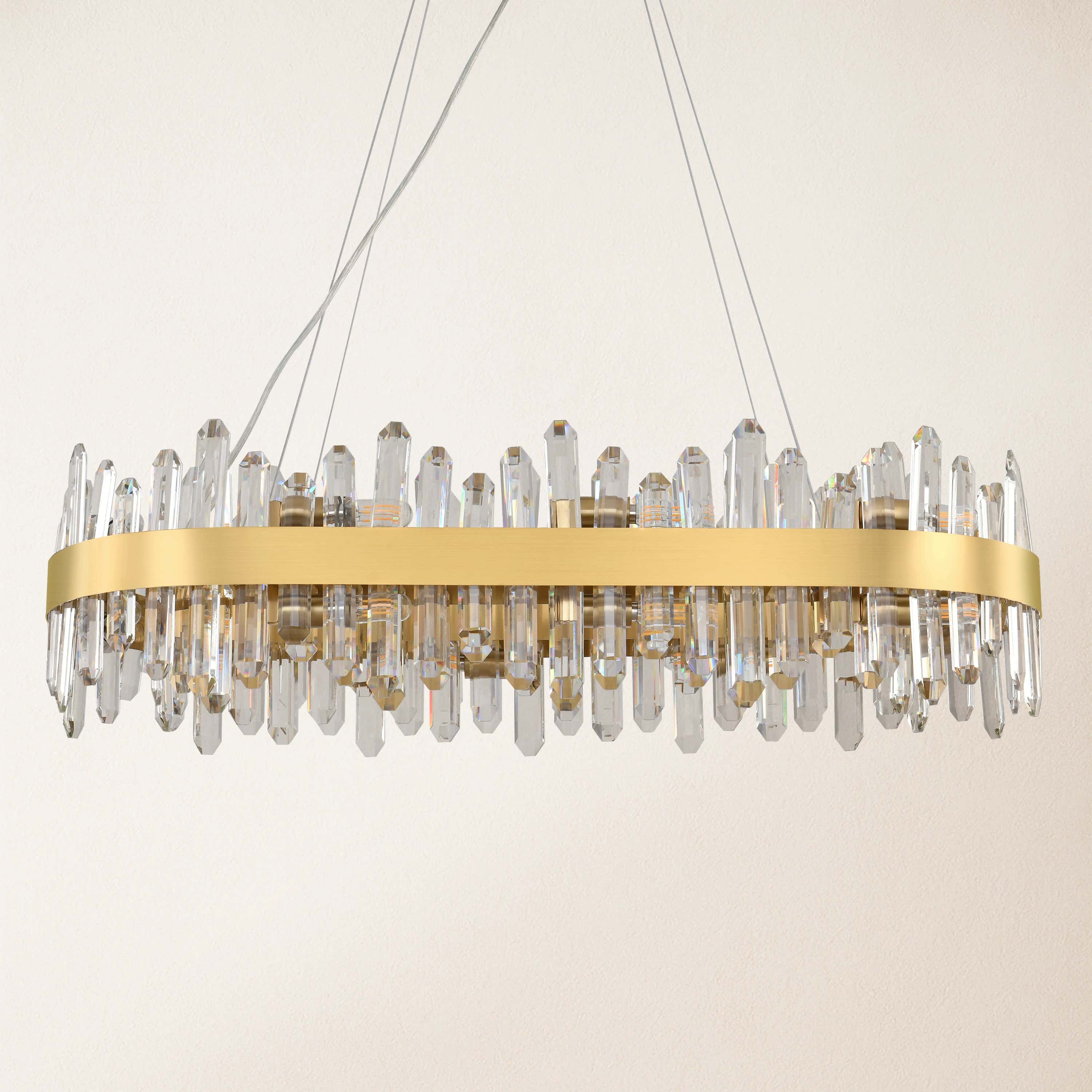 Stellara Crystal Strip Oval Halo Chandelier 91cm