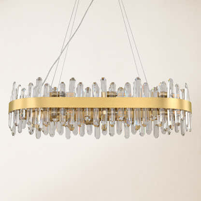 Stellara Crystal Strip Oval Halo Chandelier 91cm