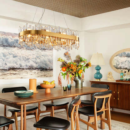 Stellara Crystal Strip Oval Halo Chandelier 91cm