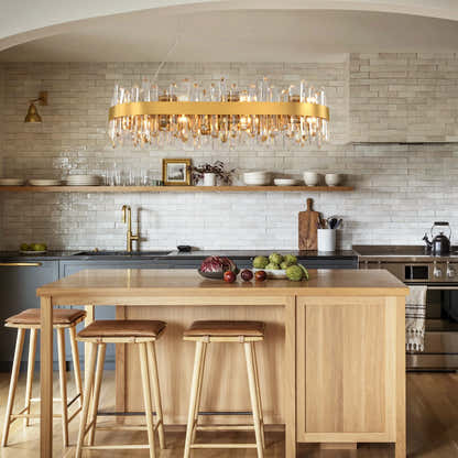 Stellara Crystal Strip Oval Halo Chandelier 91cm