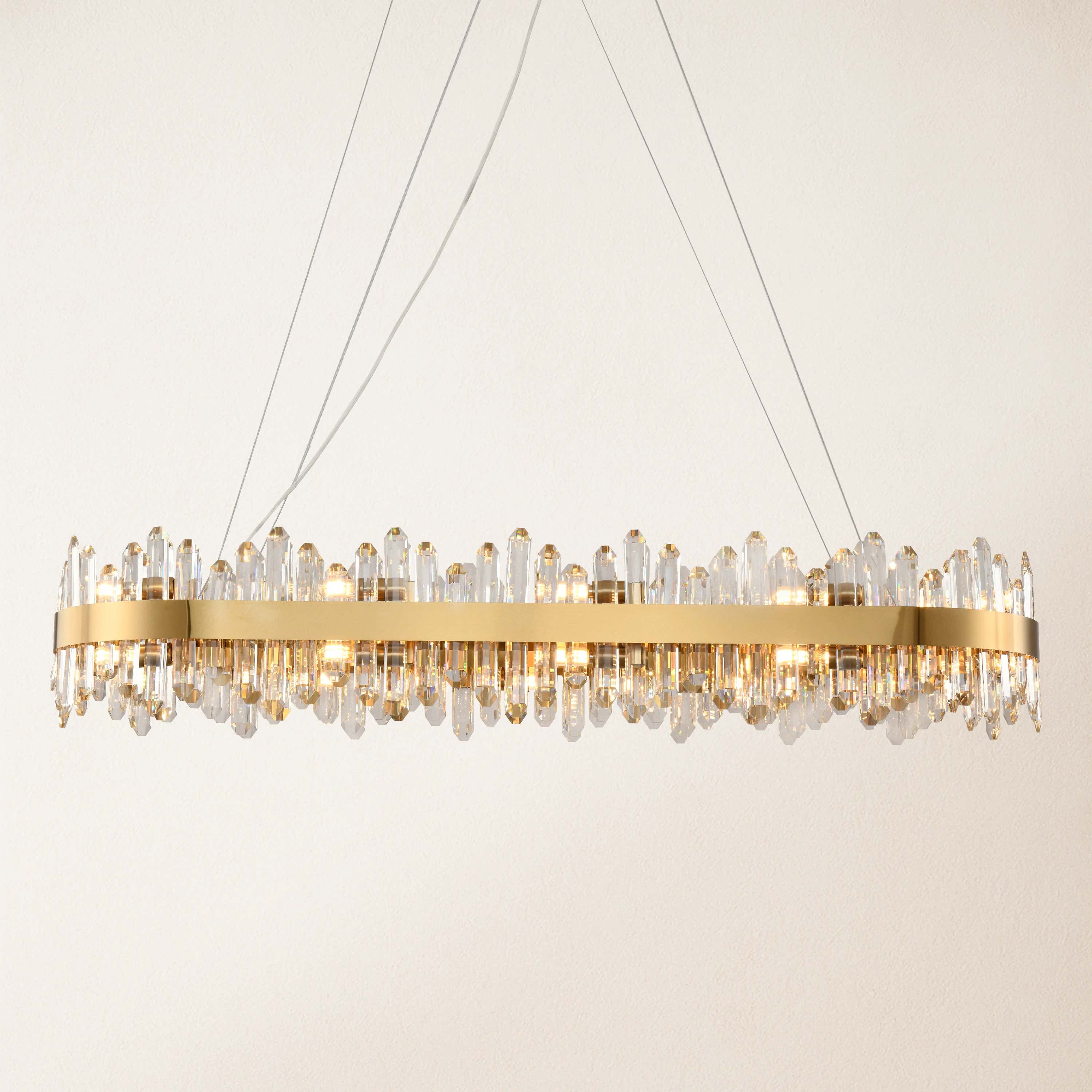 Stellara Crystal Strip Oval Halo Chandelier 132cm