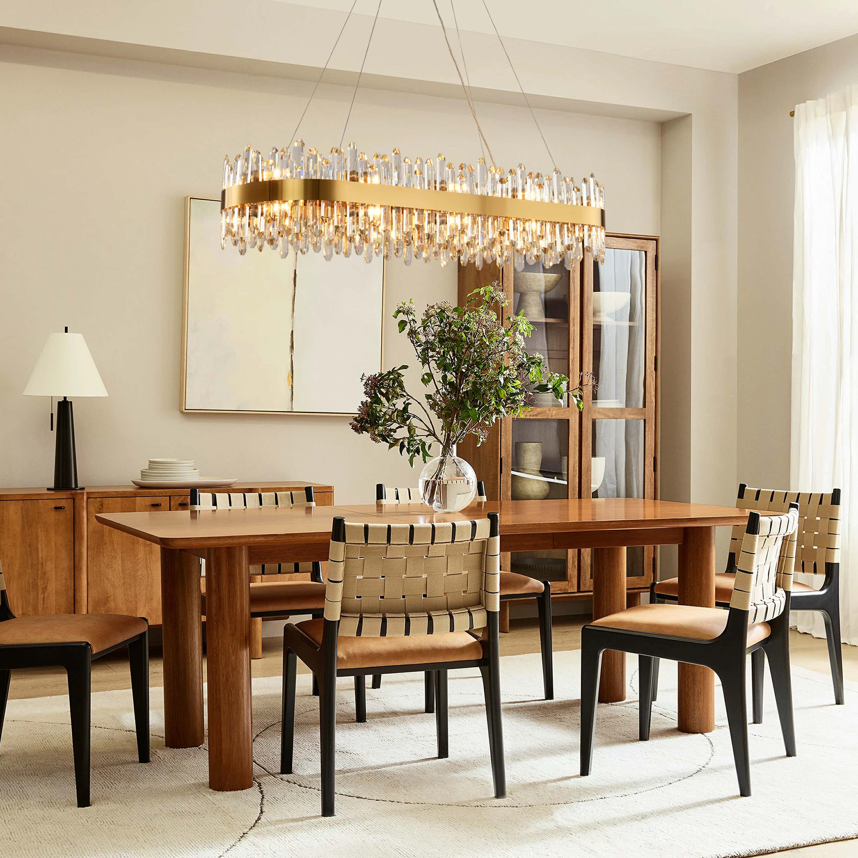 Stellara Crystal Strip Oval Halo Chandelier 132cm