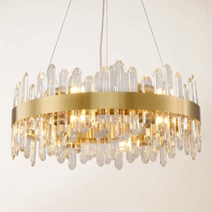 Stellara Crystal Strip Round Halo Chandelier 61cm D
