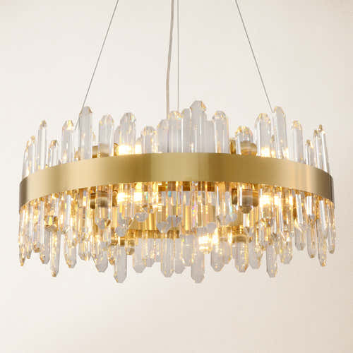Stellara Crystal Strip Round Halo Chandelier 61cm D