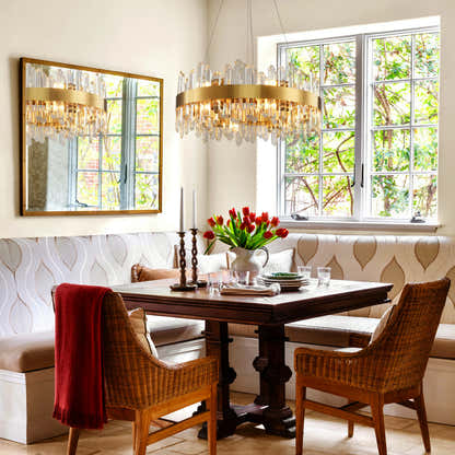 Stellara Crystal Strip Round Halo Chandelier 61cm D