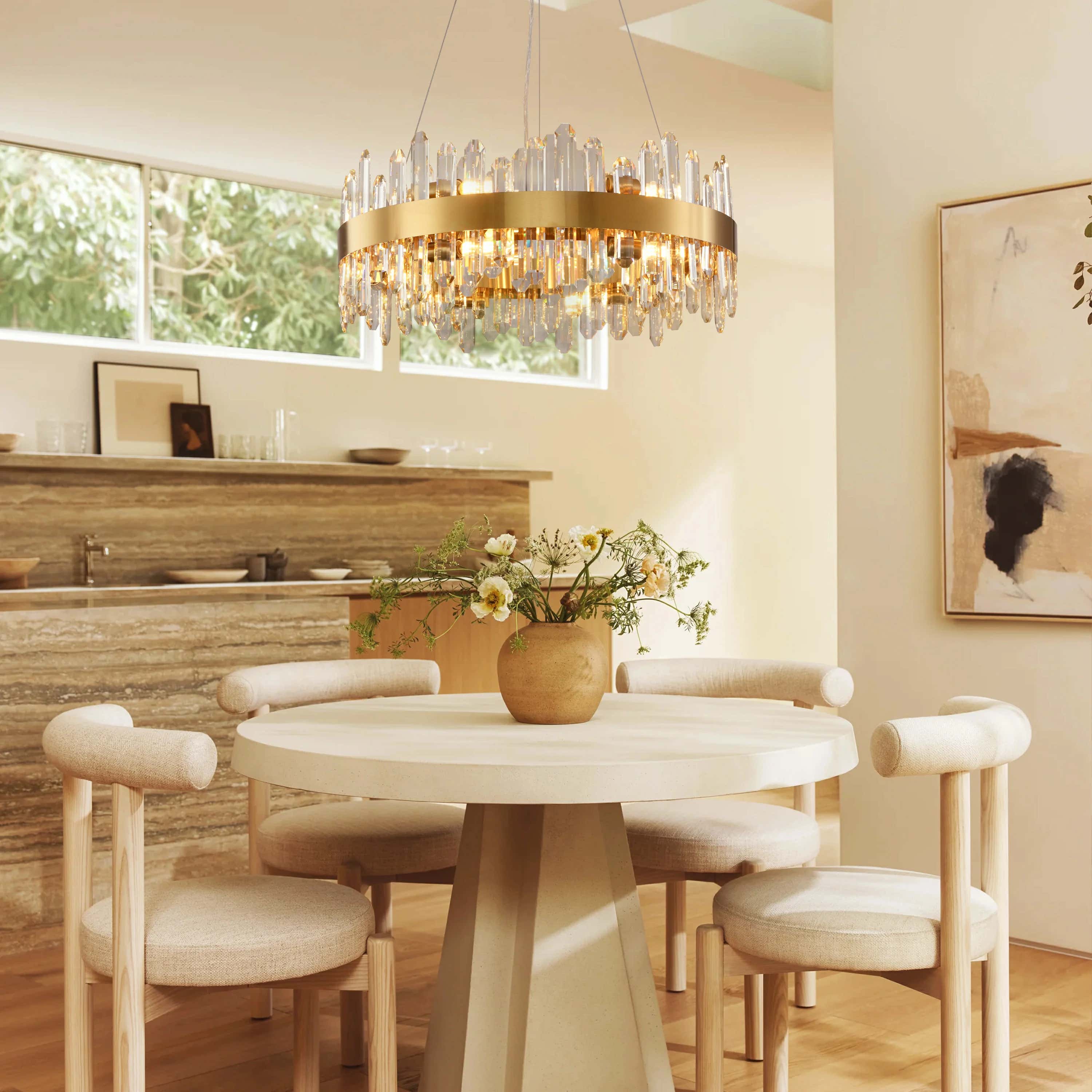 Stellara Crystal Strip Round Halo Chandelier 61cm D