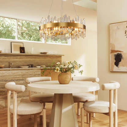 Stellara Crystal Strip Round Halo Chandelier 61cm D