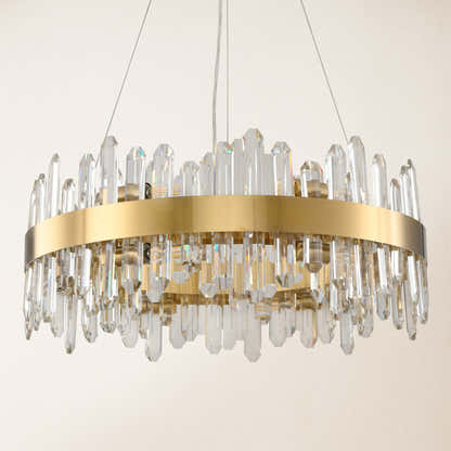 Stellara Crystal Strip Round Halo Chandelier 61cm D