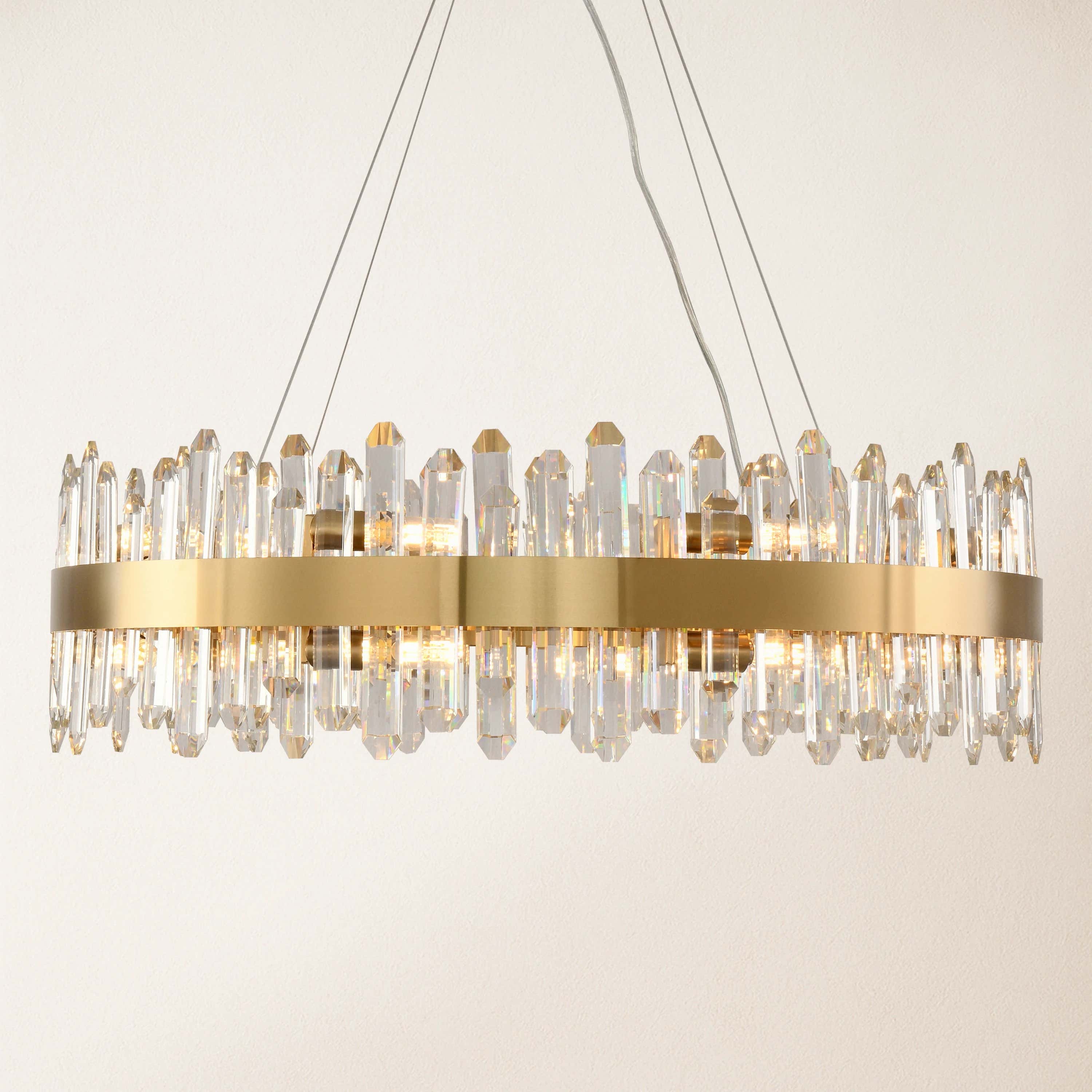 Stellara Crystal Strip Round Halo Chandelier 81cm D