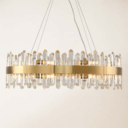 Stellara Crystal Strip Round Halo Chandelier 81cm D