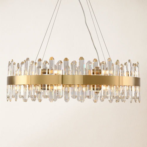 Stellara Crystal Strip Round Halo Chandelier 81cm D