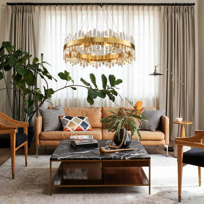 Stellara Crystal Strip Round Halo Chandelier 81cm D