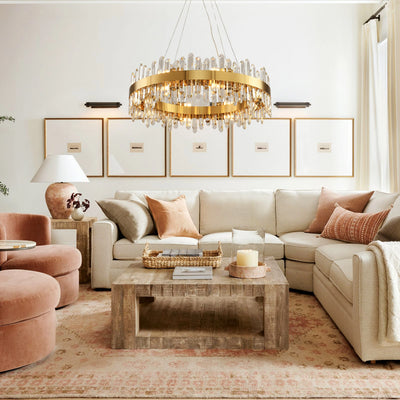 Stellara Crystal Strip Round Halo Chandelier 81cm D