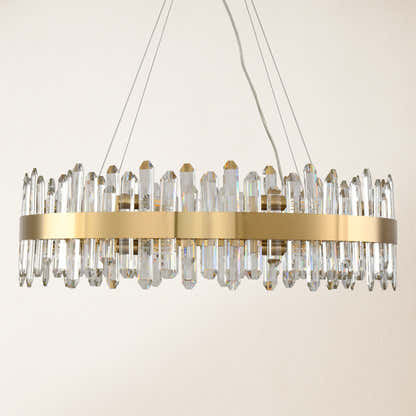 Stellara Crystal Strip Round Halo Chandelier 81cm D